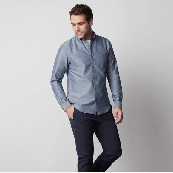 Mack Weldon 37.5 NWOT Oxford Button Down Long Sleeve in Denim Blue. Sz. XL - Picture 1 of 10